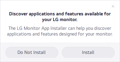 LG Monitor App Installer consent dialog
